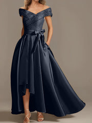 A Line Princess Off The Shoulder Asymmetrical Mother Of The Bride Dresses With Ruffles