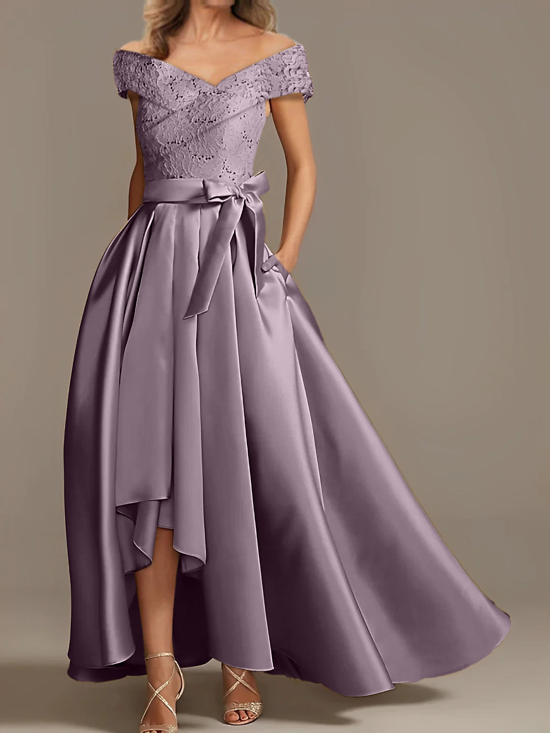 A Line Princess Off The Shoulder Asymmetrical Mother Of The Bride Dresses With Ruffles