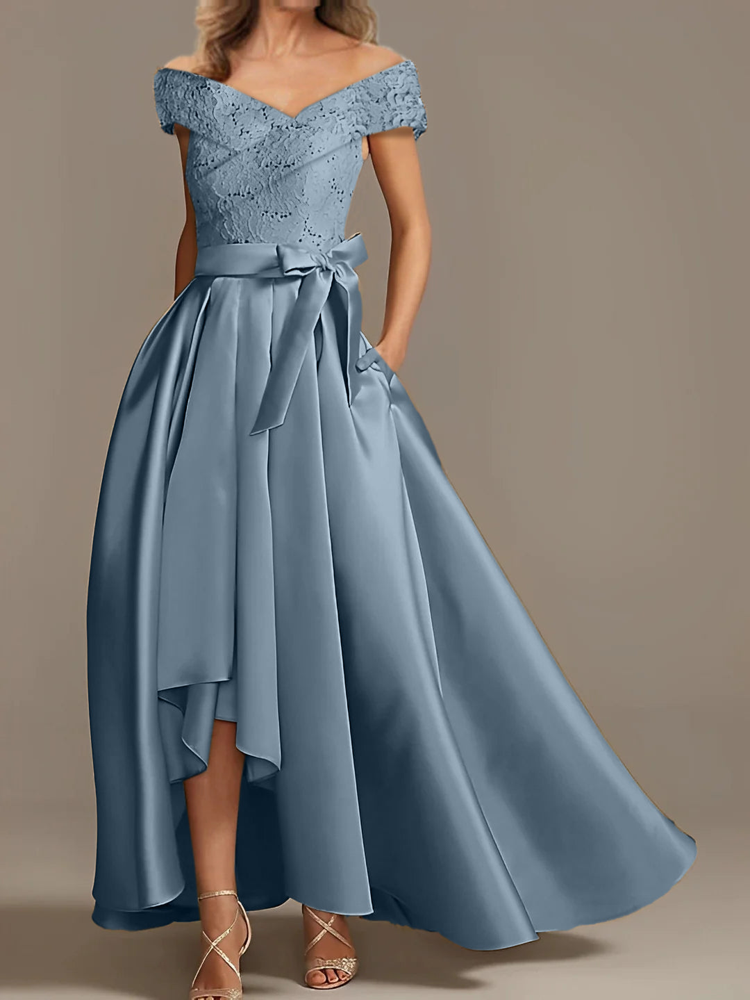 A Line Princess Off The Shoulder Asymmetrical Mother Of The Bride Dresses With Ruffles