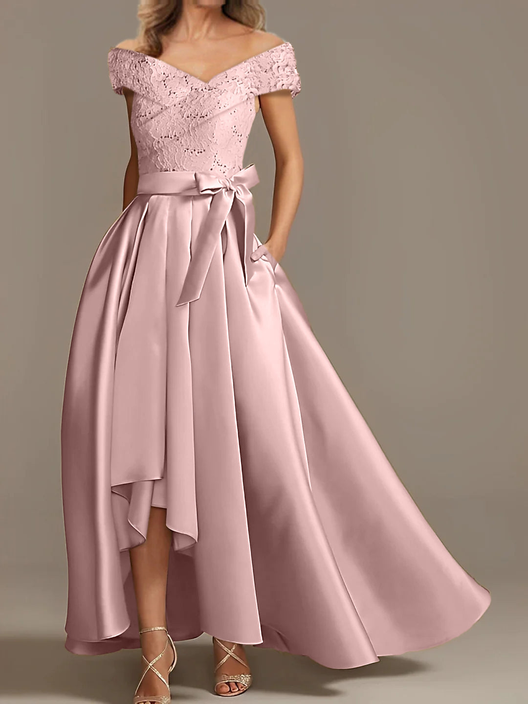 A Line Princess Off The Shoulder Asymmetrical Mother Of The Bride Dresses With Ruffles