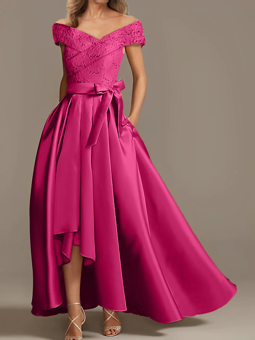 A Line Princess Off The Shoulder Asymmetrical Mother Of The Bride Dresses With Ruffles
