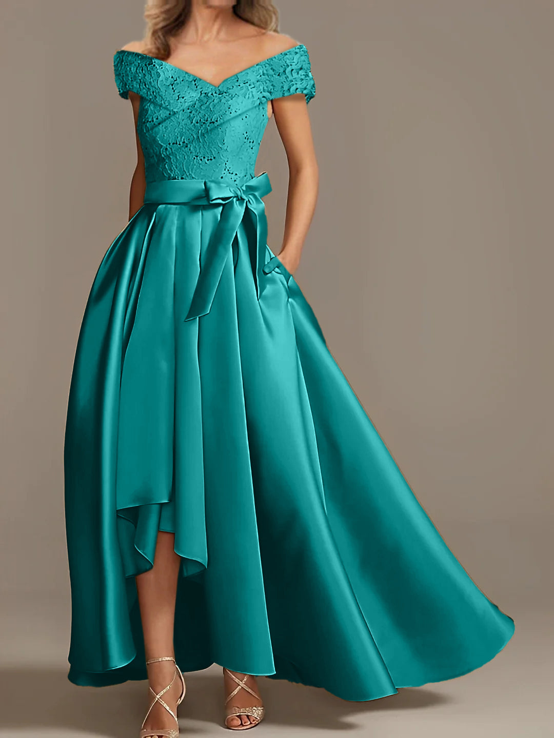A Line Princess Off The Shoulder Asymmetrical Mother Of The Bride Dresses With Ruffles