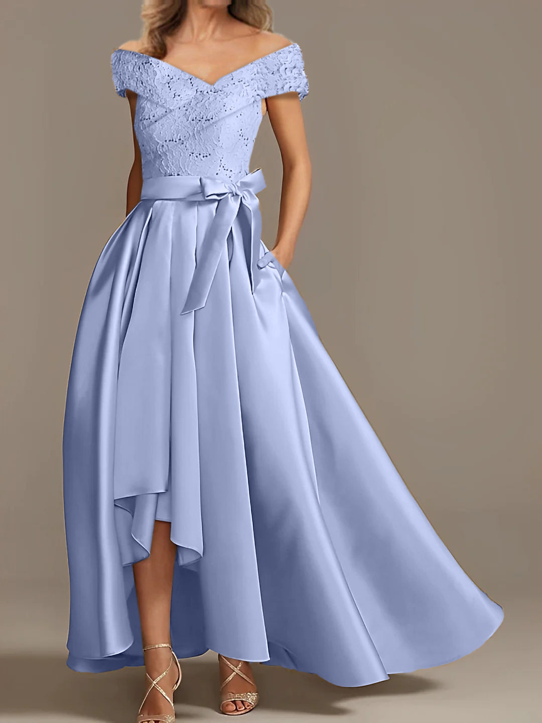 A Line Princess Off The Shoulder Asymmetrical Mother Of The Bride Dresses With Ruffles