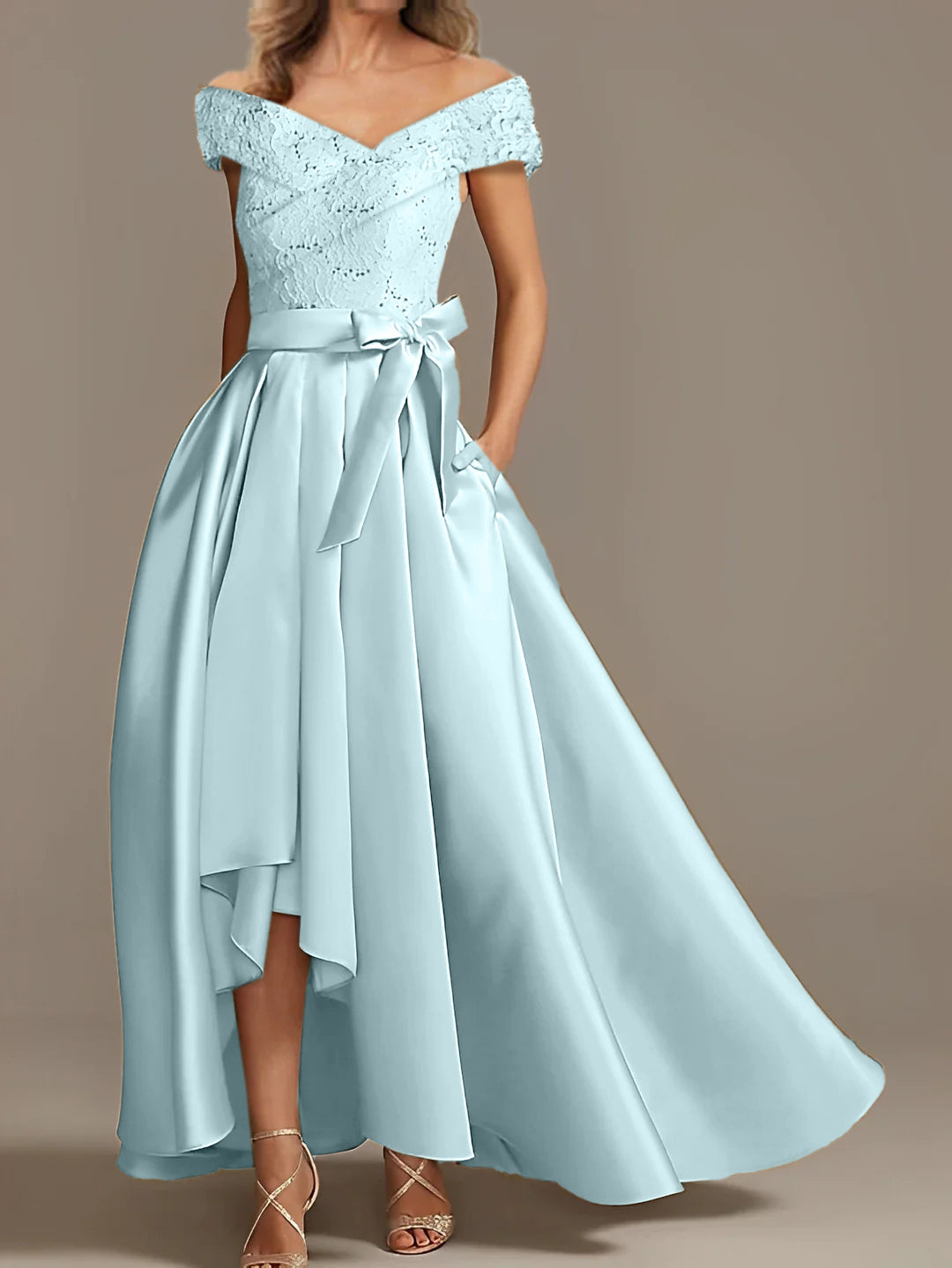 A Line Princess Off The Shoulder Asymmetrical Mother Of The Bride Dresses With Ruffles