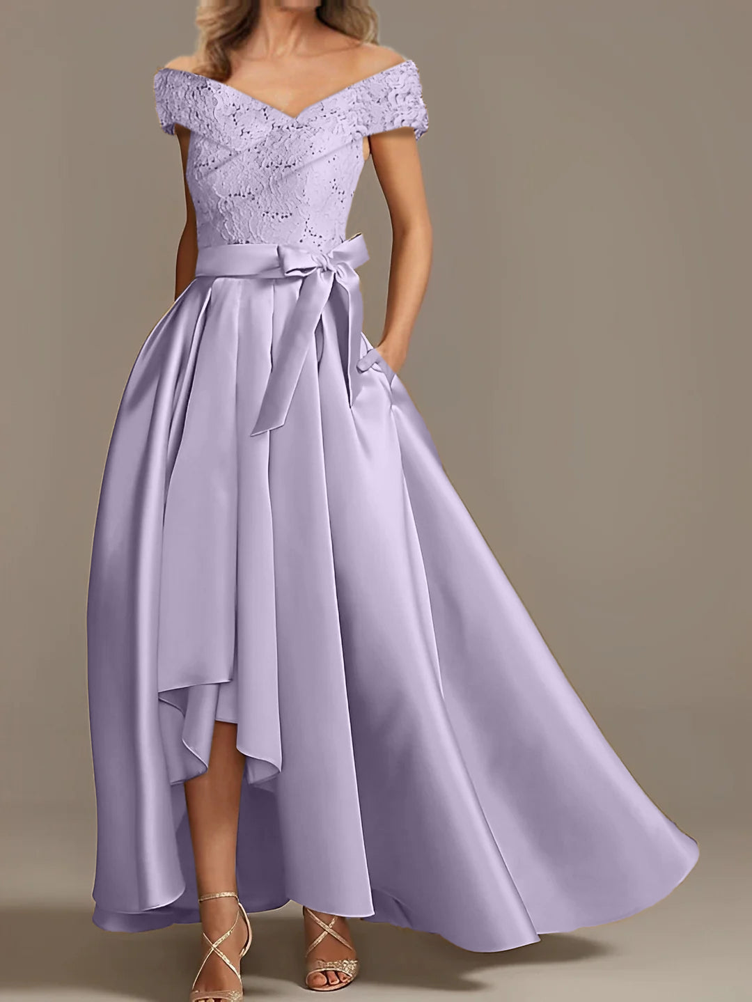 A Line Princess Off The Shoulder Asymmetrical Mother Of The Bride Dresses With Ruffles
