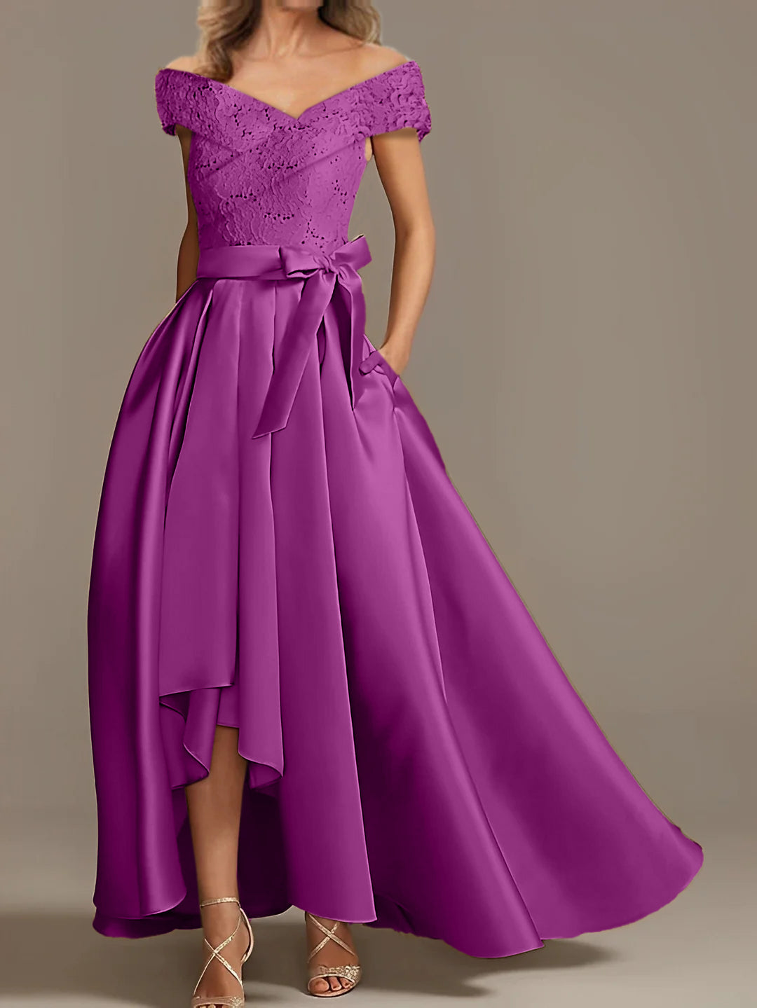 A Line Princess Off The Shoulder Asymmetrical Mother Of The Bride Dresses With Ruffles