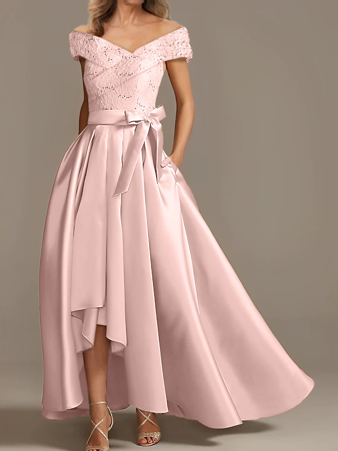 A Line Princess Off The Shoulder Asymmetrical Mother Of The Bride Dresses With Ruffles