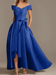 A Line Princess Off The Shoulder Asymmetrical Mother Of The Bride Dresses With Ruffles
