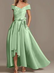 A Line Princess Off The Shoulder Asymmetrical Mother Of The Bride Dresses With Ruffles