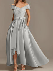 A Line Princess Off The Shoulder Asymmetrical Mother Of The Bride Dresses With Ruffles