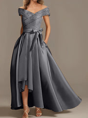 A Line Princess Off The Shoulder Asymmetrical Mother Of The Bride Dresses With Ruffles