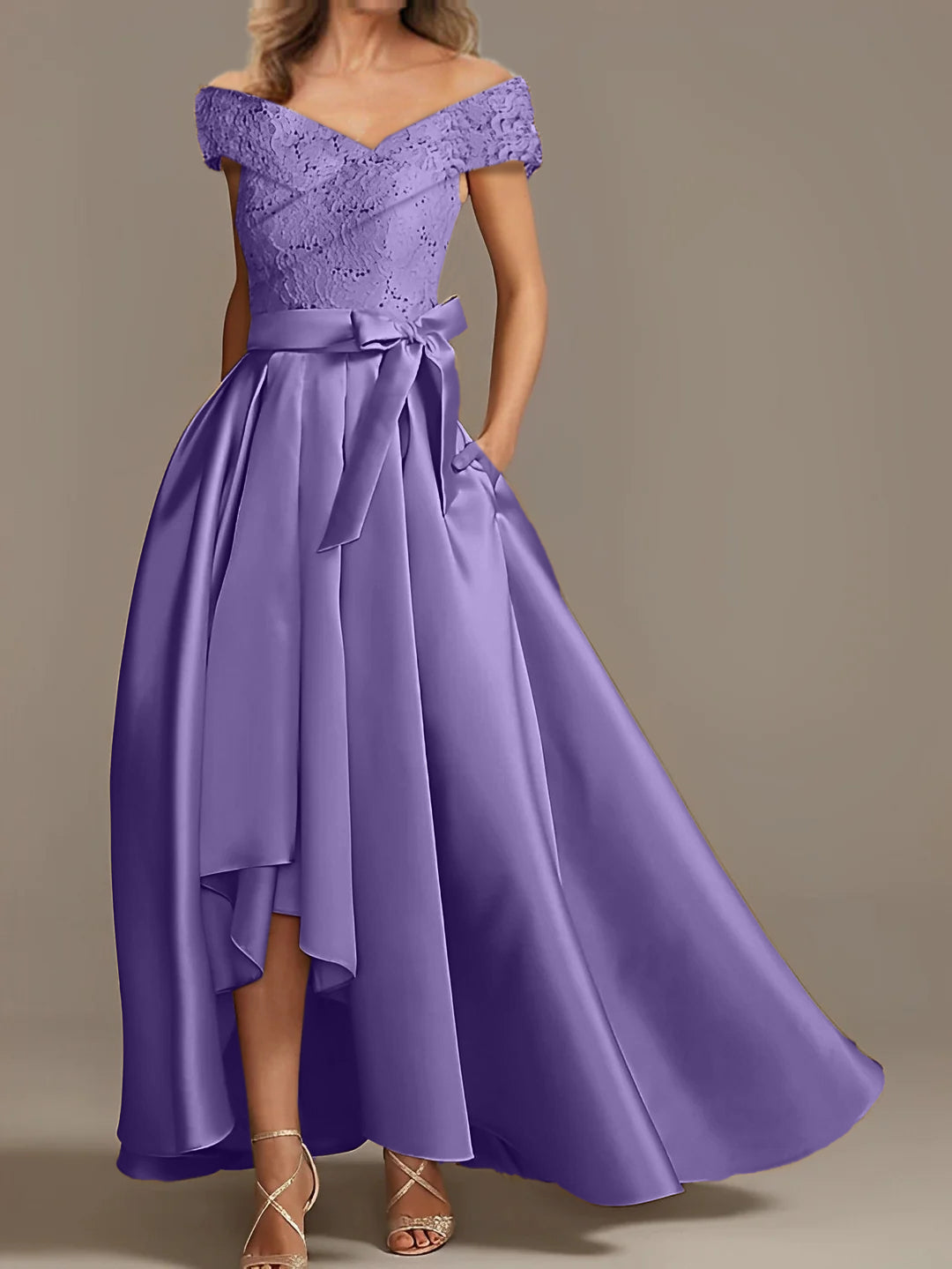 A Line Princess Off The Shoulder Asymmetrical Mother Of The Bride Dresses With Ruffles