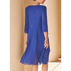 Sheath Column Jewel Neck Short Sleeves Knee Length Mother Of The Bride Dresses With Lace