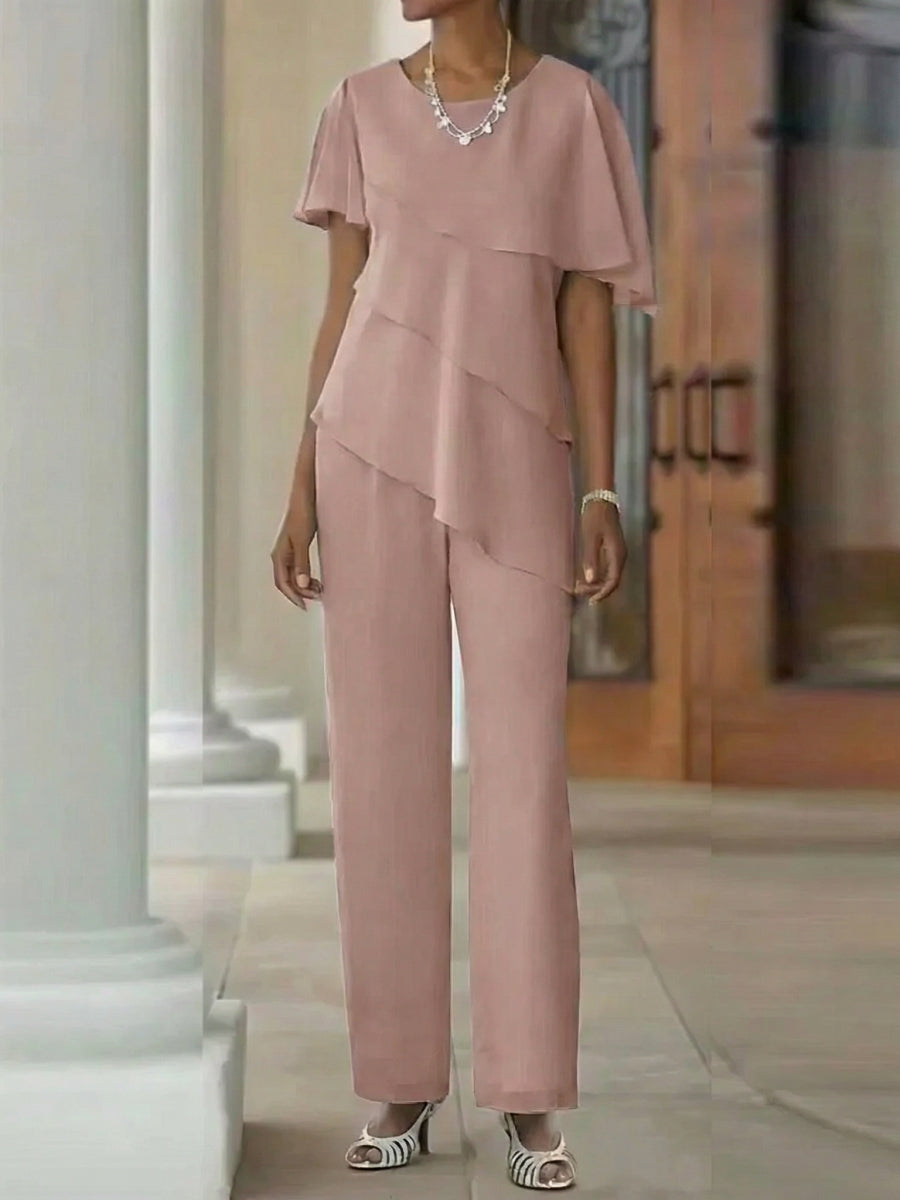 Pantsuit 2 Piece Jewel Neck Floor Length Mother Of The Bride Dresses