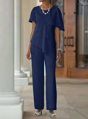 Pantsuit 2 Piece Jewel Neck Floor-Length Mother Of The Bride Dresses