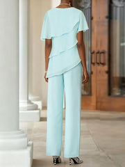 Pantsuit 2 Piece Jewel Neck Floor Length Mother Of The Bride Dresses