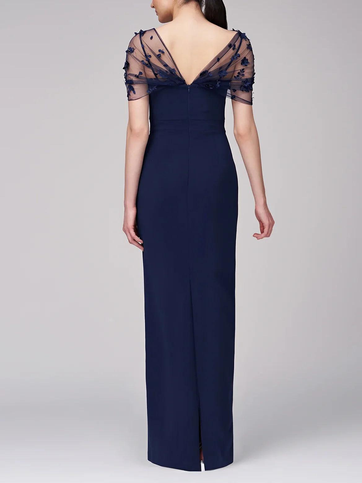 Sheath Column Spaghetti Straps Sleeveless Floor Length Mother Of The Bride Dress With Watteau Train