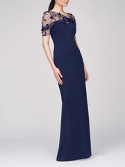 Sheath Column Spaghetti Straps Sleeveless Floor Length Mother Of The Bride Dress With Watteau Train