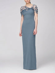 Sheath Column Spaghetti Straps Sleeveless Floor Length Mother Of The Bride Dress With Watteau Train