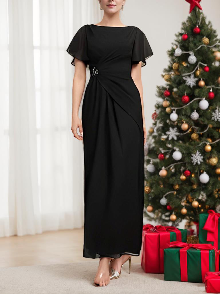Sheath Column Ankle Length Short Sleeves Mother Of The Bride Dresses