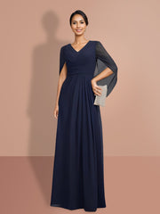 A Line Princess Half Sleeves V Neck Mother Of The Bride Dresses