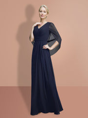 A Line Princess Half Sleeves V Neck Mother Of The Bride Dresses