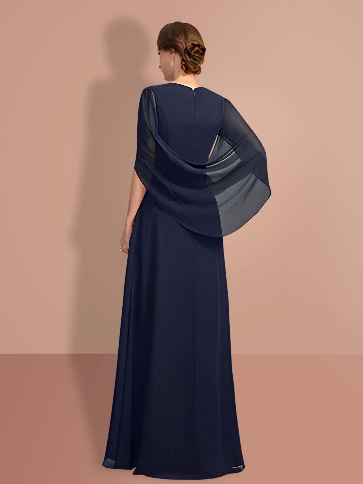 A Line Princess Half Sleeves V Neck Mother Of The Bride Dresses