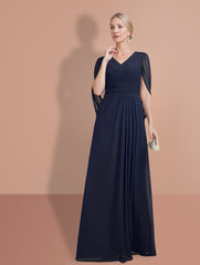 A Line Princess Half Sleeves V Neck Mother Of The Bride Dresses