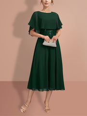 A Line Princess Short Sleeves Jewel Neck Mother Of The Bride Dresses