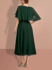 A Line Princess Short Sleeves Jewel Neck Mother Of The Bride Dresses