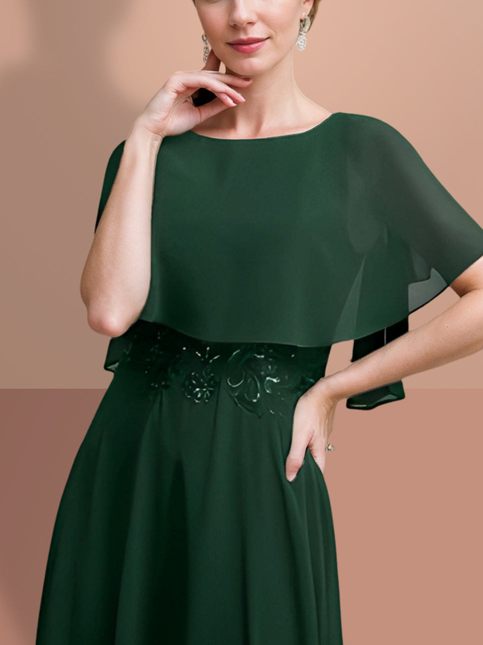 A Line Princess Short Sleeves Jewel Neck Mother Of The Bride Dresses