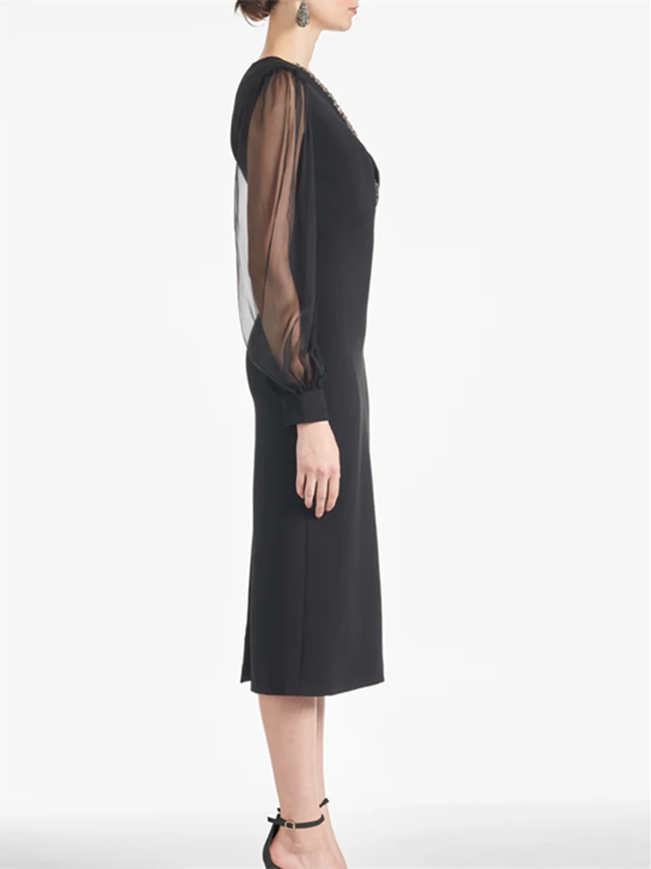 Sheath Column V Neck Tea Length Mother Of The Bride Dresses