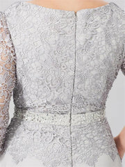 A Line Princess Round Neck 3 4 Length Sleeves Floor Length Mother Of The Bride Dresses With Applique Sequins