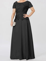 A Line Princess Short Sleeves Mother Of The Bride Dresses With Applique Sequins