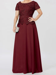 A Line Princess Short Sleeves Mother Of The Bride Dresses With Applique Sequins