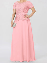 A Line Princess Short Sleeves Mother Of The Bride Dresses With Applique Sequins