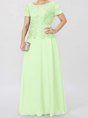 A Line Princess Short Sleeves Mother Of The Bride Dresses With Applique Sequins
