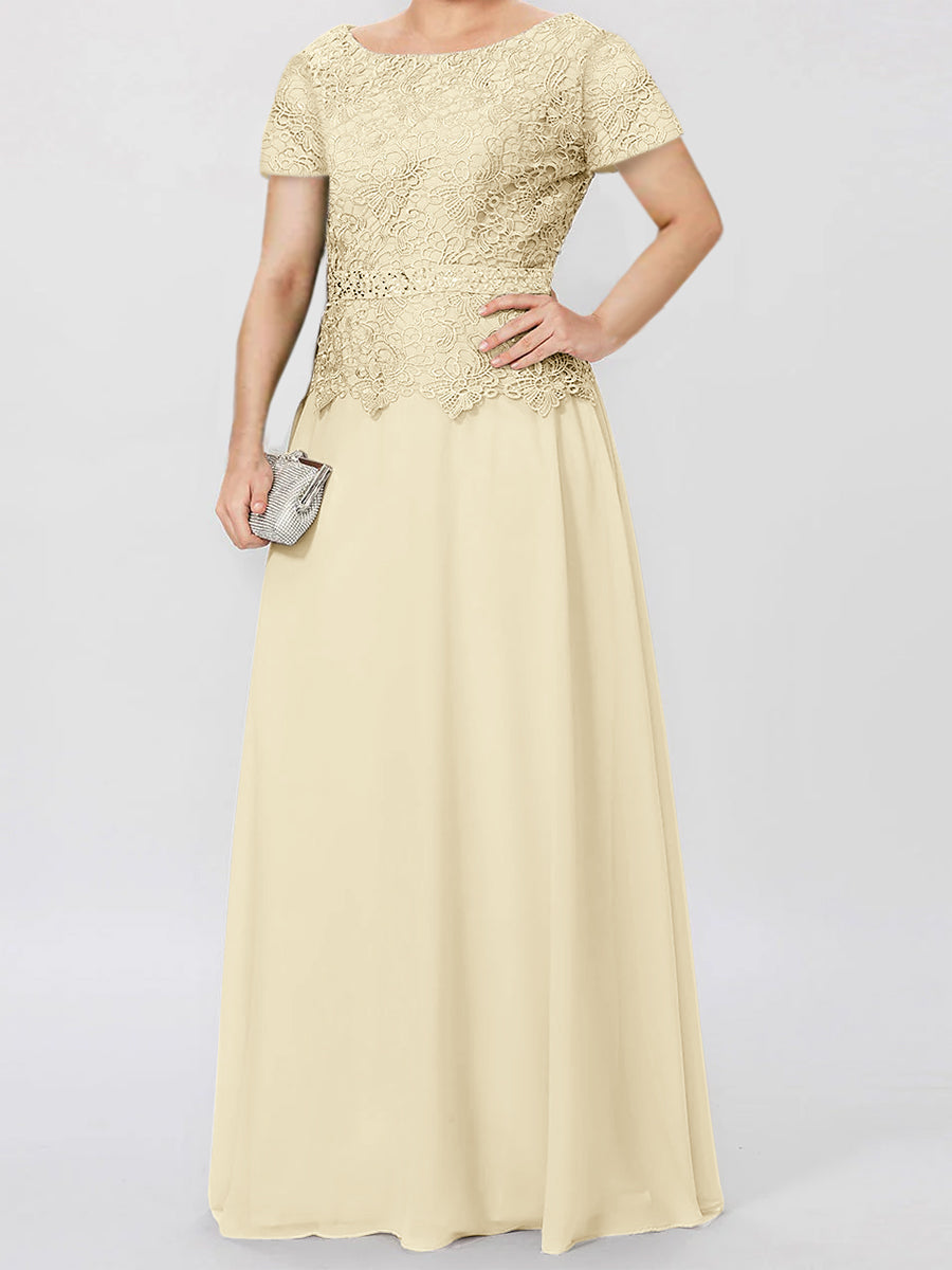 A Line Princess Short Sleeves Mother Of The Bride Dresses With Applique Sequins
