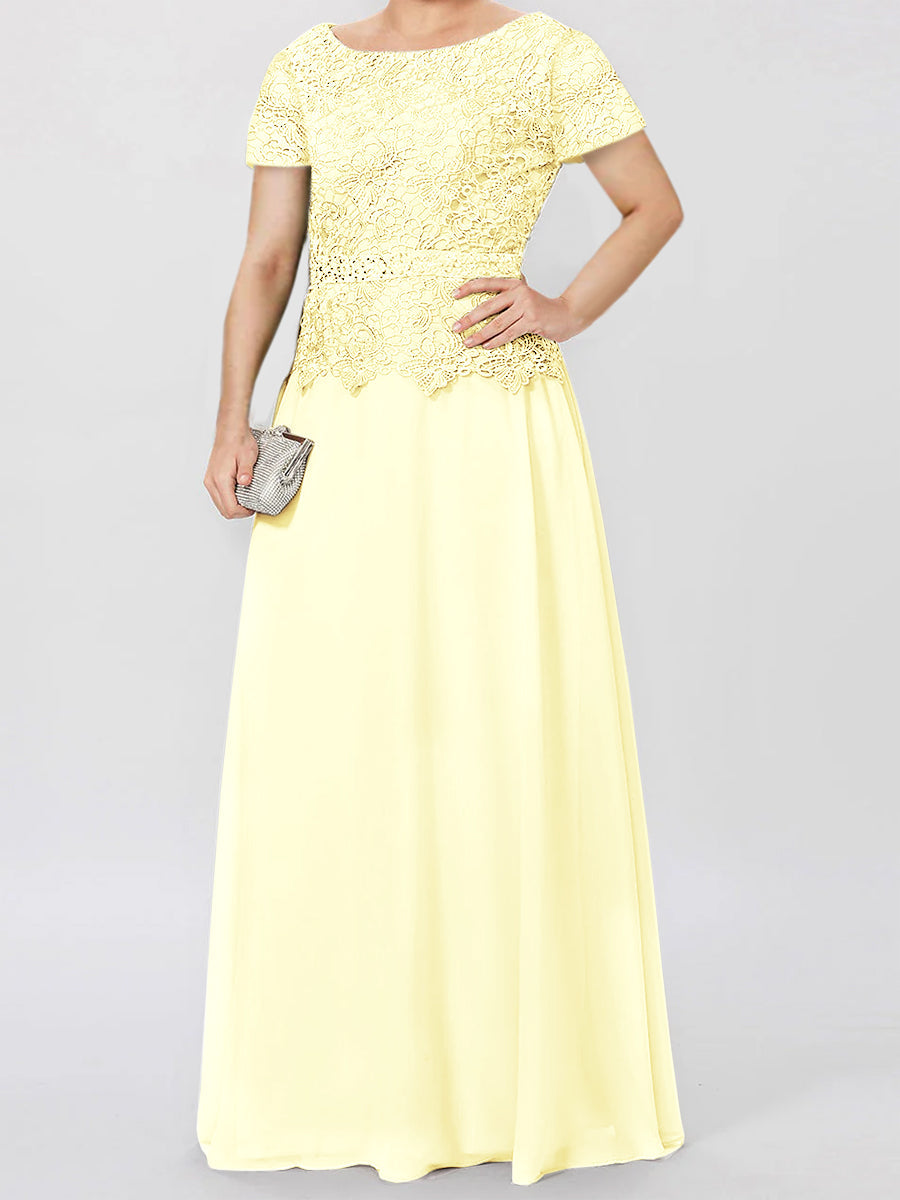 A Line Princess Short Sleeves Mother Of The Bride Dresses With Applique Sequins