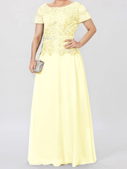A Line Princess Short Sleeves Mother Of The Bride Dresses With Applique Sequins