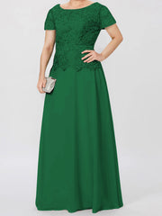 A Line Princess Short Sleeves Mother Of The Bride Dresses With Applique Sequins