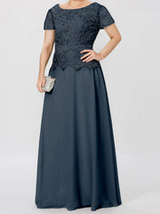 A Line Princess Short Sleeves Mother Of The Bride Dresses With Applique Sequins