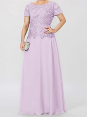 A Line Princess Short Sleeves Mother Of The Bride Dresses With Applique Sequins