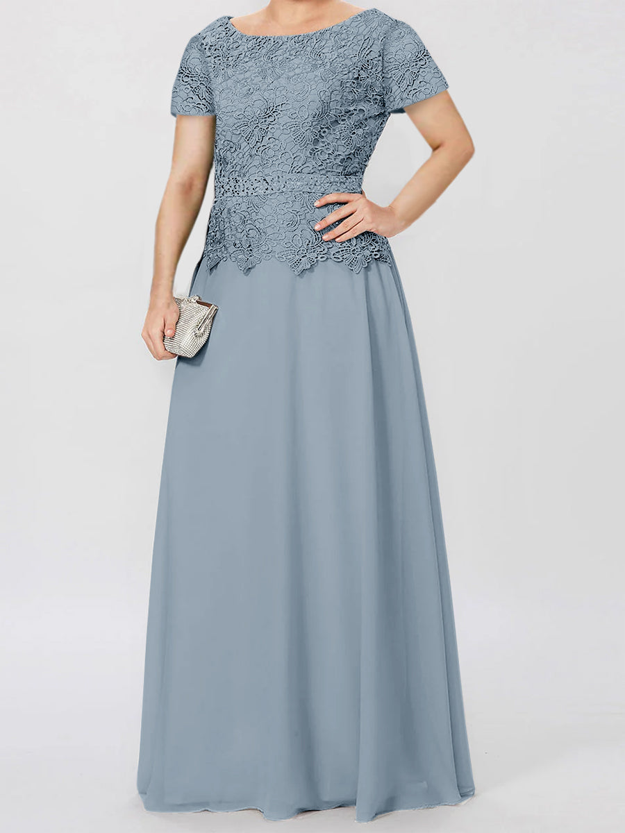 A Line Princess Short Sleeves Mother Of The Bride Dresses With Applique Sequins
