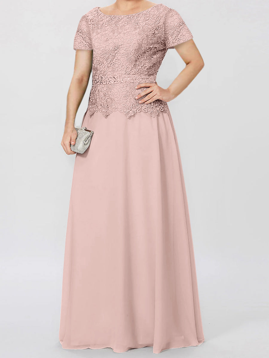 A Line Princess Short Sleeves Mother Of The Bride Dresses With Applique Sequins