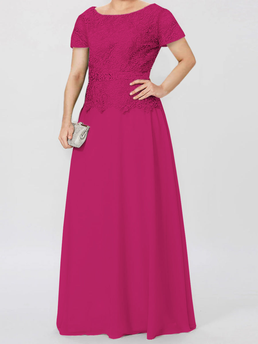 A Line Princess Short Sleeves Mother Of The Bride Dresses With Applique Sequins