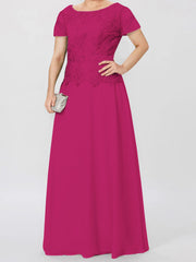 A Line Princess Short Sleeves Mother Of The Bride Dresses With Applique Sequins