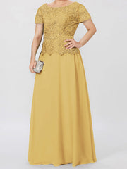 A Line Princess Short Sleeves Mother Of The Bride Dresses With Applique Sequins