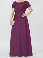 A Line Princess Short Sleeves Mother Of The Bride Dresses With Applique Sequins