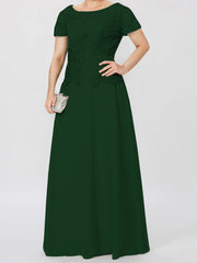 A Line Princess Short Sleeves Mother Of The Bride Dresses With Applique Sequins